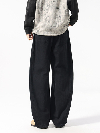 Ανδρικά χαλαρά παντελόνια από 100% βαμβάκι, φαρδιά γραμμή, μεσαία μέση, μακριά, ίσιο παντελόνι