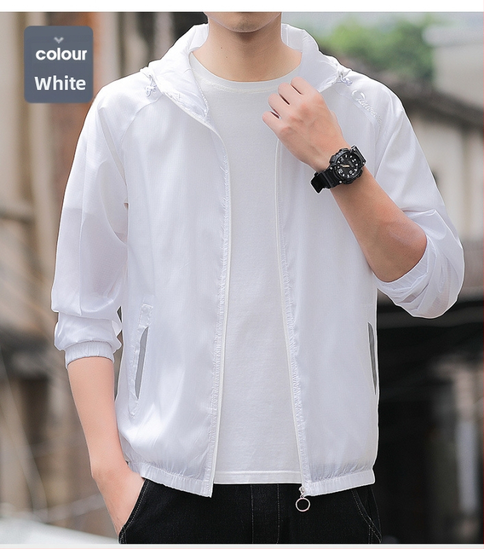 Унисекс лятна външна ветровка с качулка — UPF30+ защита от слънцето, полиестерна материя, за походи и къмпинг