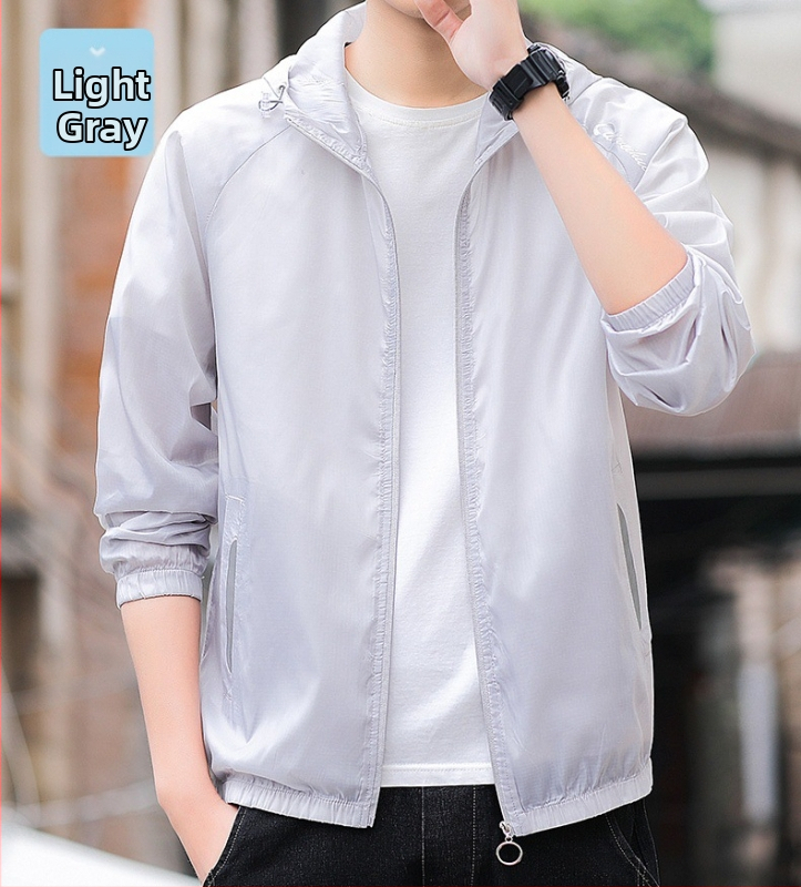 Унисекс лятна външна ветровка с качулка — UPF30+ защита от слънцето, полиестерна материя, за походи и къмпинг