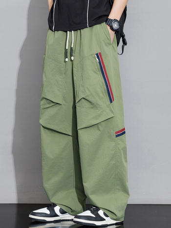 Pantaloni lungi cu patchwork, croială dreaptă, talie medie, 96% poliester, amestec fibre chimice