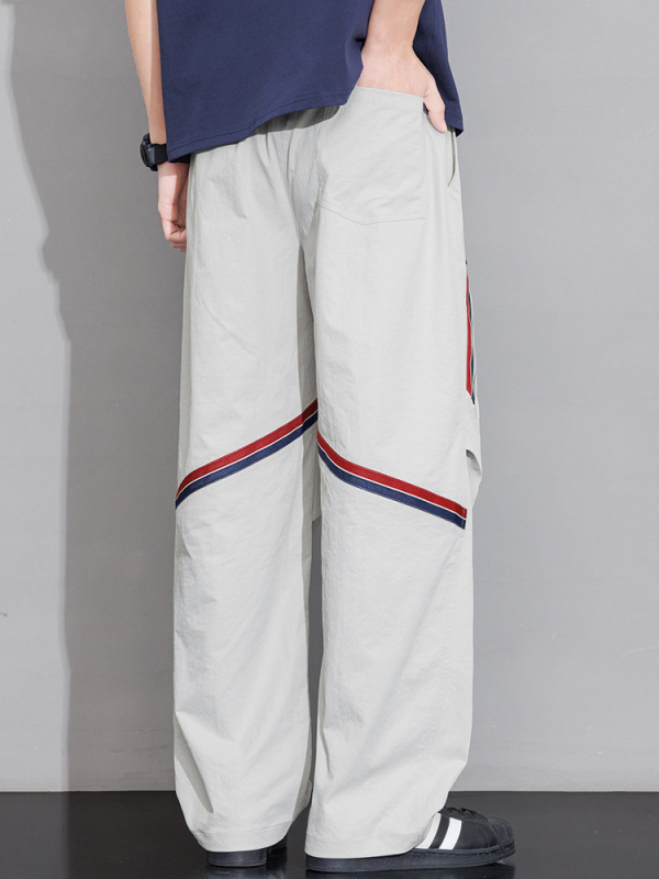 Pantaloni lungi cu patchwork, croială dreaptă, talie medie, 96% poliester, amestec fibre chimice