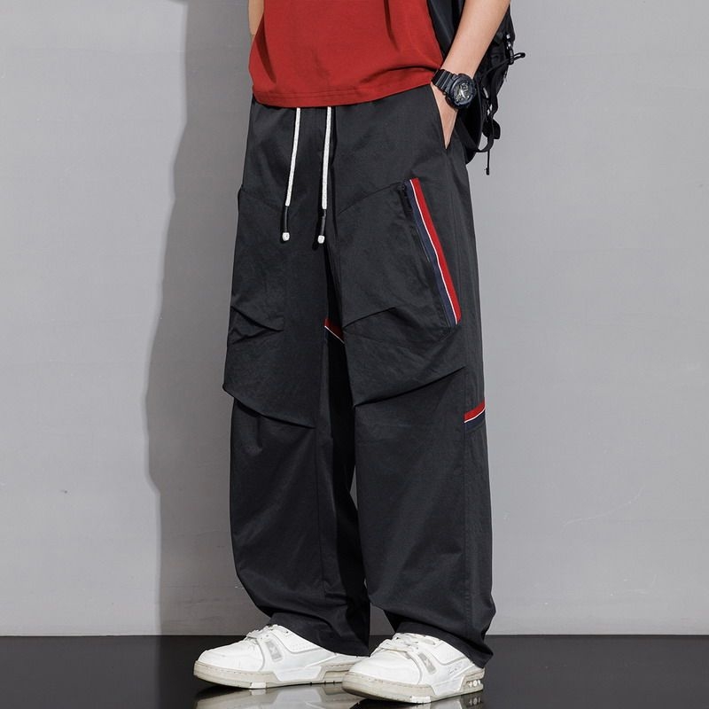 Pantaloni lungi cu patchwork, croială dreaptă, talie medie, 96% poliester, amestec fibre chimice