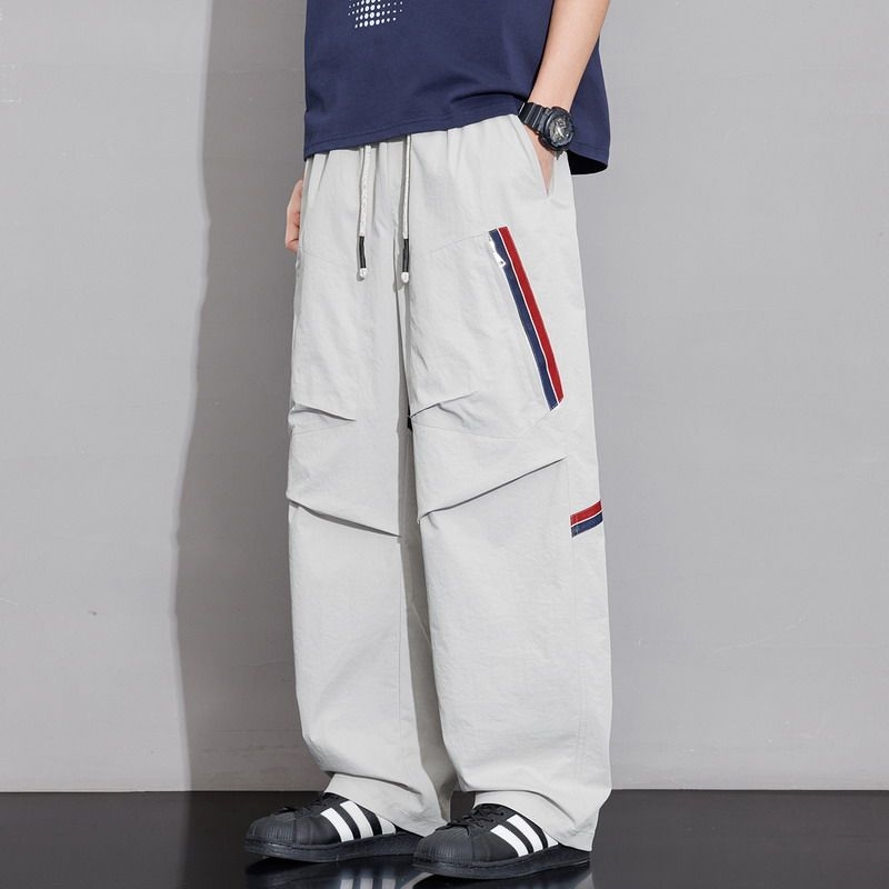 Pantaloni lungi cu patchwork, croială dreaptă, talie medie, 96% poliester, amestec fibre chimice