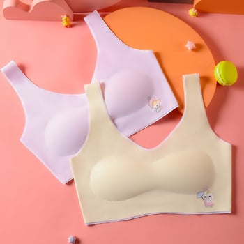 Djevojački bezremenski grudnjak s punim košaricama, tanke oblikovane košarice od pjene, Ice Silk materijal, glavni Nylon materijal, prozračan i udoban