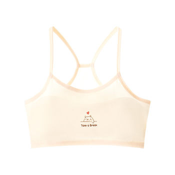 Bezšivni trening grudnjak za djevojčice, tank-top stil, za uzrast 9–13 godina, najlon materijal, podstava od spandexa <30%, puni košarica, fiksne dvostruke naramenice, prozračan i upija znoj