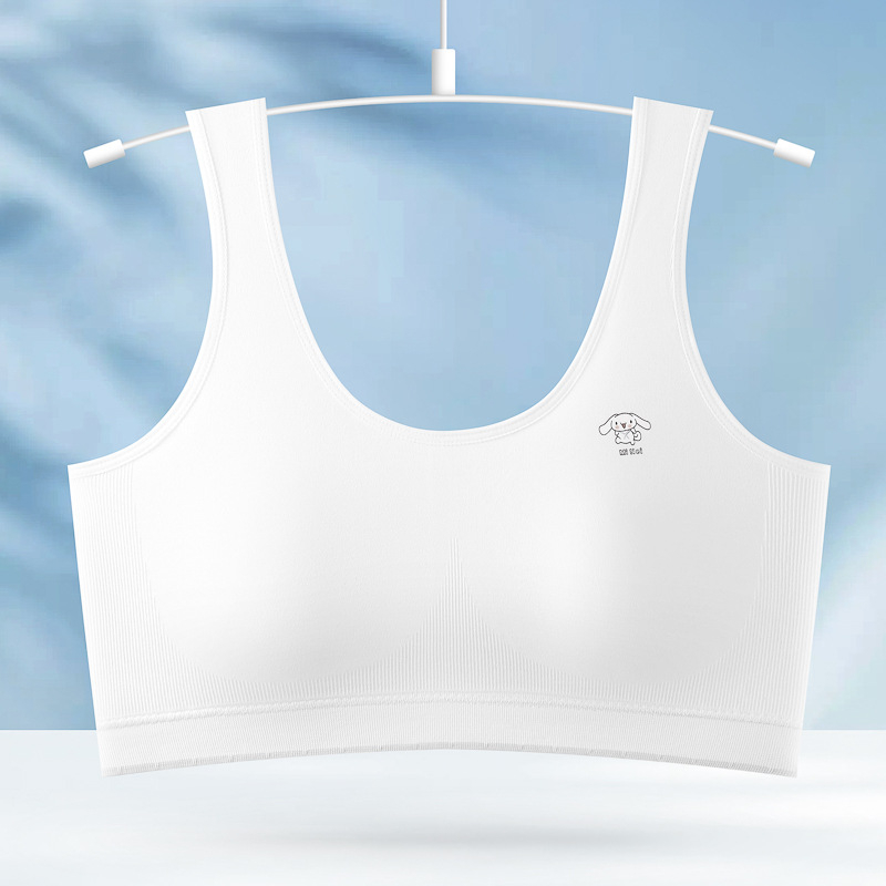Sutien u stilu prsluka s trokutastim košaricama, za tinejdžerice 12–15, prozračan Spandex-Lycra, pamuk košarica, bez žice