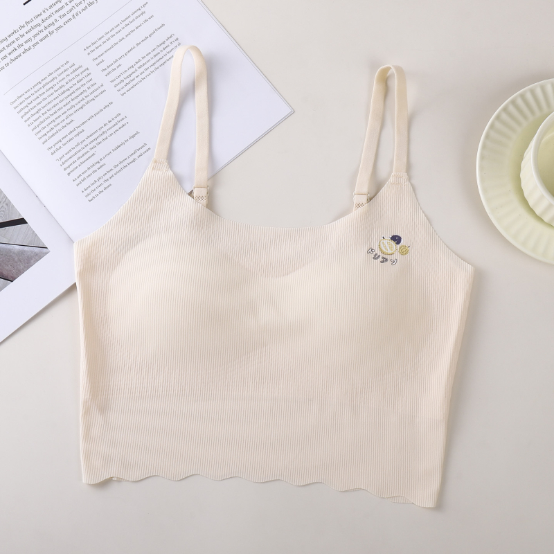 Bešivne dječje donje rublje za tinejdžerice, prozračno, tank-top stil, s punom košarom i tanko oblikovanom košarom, pamuk podstava, čvrste dvostruke naramenice, bez kopče; uzrast 12–15; ljeto.