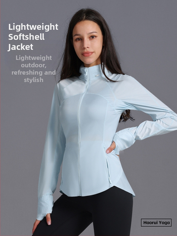 Женско леко ветрово яке за открито със качулка, полиестер, UPF50+ UV защита, тясна кройка