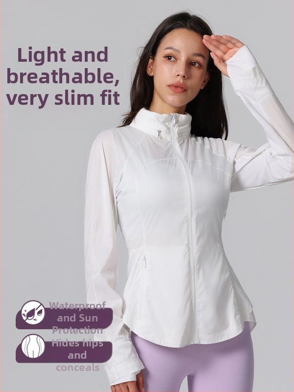 Женско леко ветрово яке за открито със качулка, полиестер, UPF50+ UV защита, тясна кройка