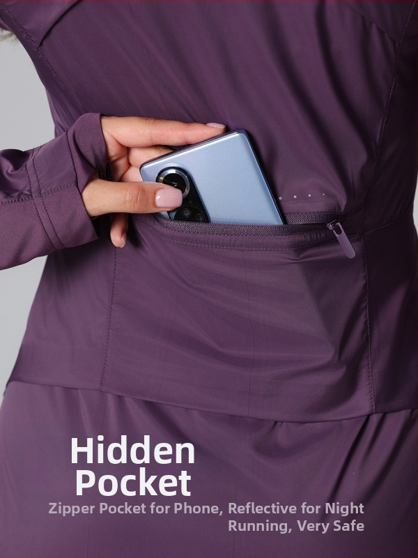 Женско леко ветрово яке за открито със качулка, полиестер, UPF50+ UV защита, тясна кройка