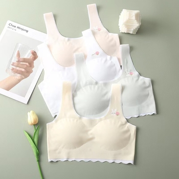Σουτιέν χωρίς ραφές, χωρίς μεταλλικά στοιχεία, για εφήβους, Cup 3/4, υπερλεπτό μορφοποιημένο κύπελλο, σταθερές διπλές τιράντες, νάιλον ύφασμα