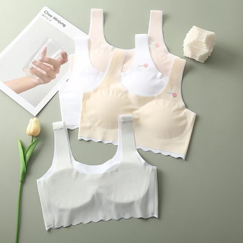 Σουτιέν χωρίς ραφές, χωρίς μεταλλικά στοιχεία, για εφήβους, Cup 3/4, υπερλεπτό μορφοποιημένο κύπελλο, σταθερές διπλές τιράντες, νάιλον ύφασμα