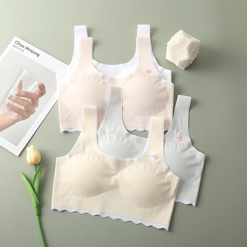 Σουτιέν χωρίς ραφές, χωρίς μεταλλικά στοιχεία, για εφήβους, Cup 3/4, υπερλεπτό μορφοποιημένο κύπελλο, σταθερές διπλές τιράντες, νάιλον ύφασμα