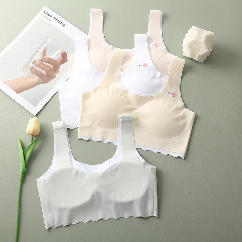Σουτιέν χωρίς ραφές, χωρίς μεταλλικά στοιχεία, για εφήβους, Cup 3/4, υπερλεπτό μορφοποιημένο κύπελλο, σταθερές διπλές τιράντες, νάιλον ύφασμα