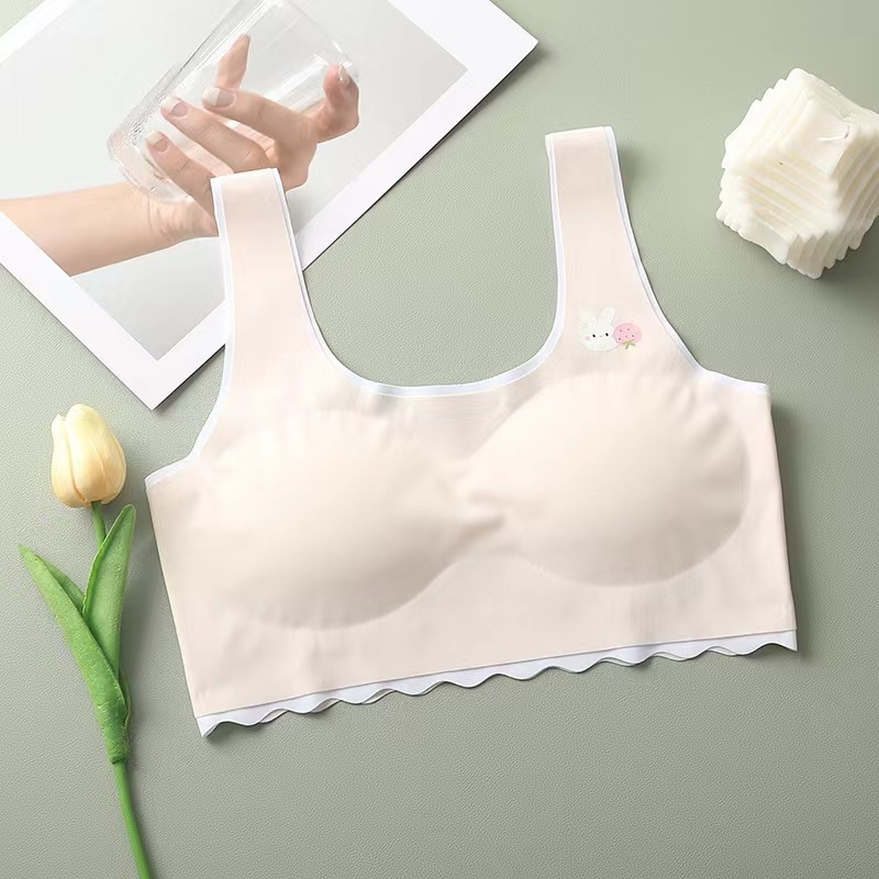 Σουτιέν χωρίς ραφές, χωρίς μεταλλικά στοιχεία, για εφήβους, Cup 3/4, υπερλεπτό μορφοποιημένο κύπελλο, σταθερές διπλές τιράντες, νάιλον ύφασμα
