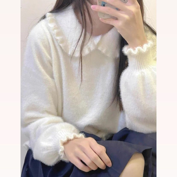 Džemper s doll collar-om, Ice Silk materijalom, kapuljom, princezinim rukavima – Lolita unutarnja majica