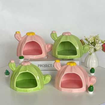 Keramičko gnijezdo za hamstera s dizajnom kaktusa – sve sezone, Šifra proizvoda: Cactus Ceramic Nest, Materijal: keramika
