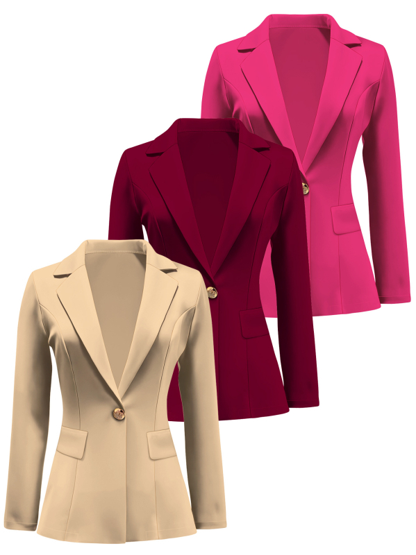 Ženski pleteni sako kostim u jednobojnom dizajnu, rever, kopčanje jednim gumbom, poliester, otisak gradske krajine, elegantan gradski stil