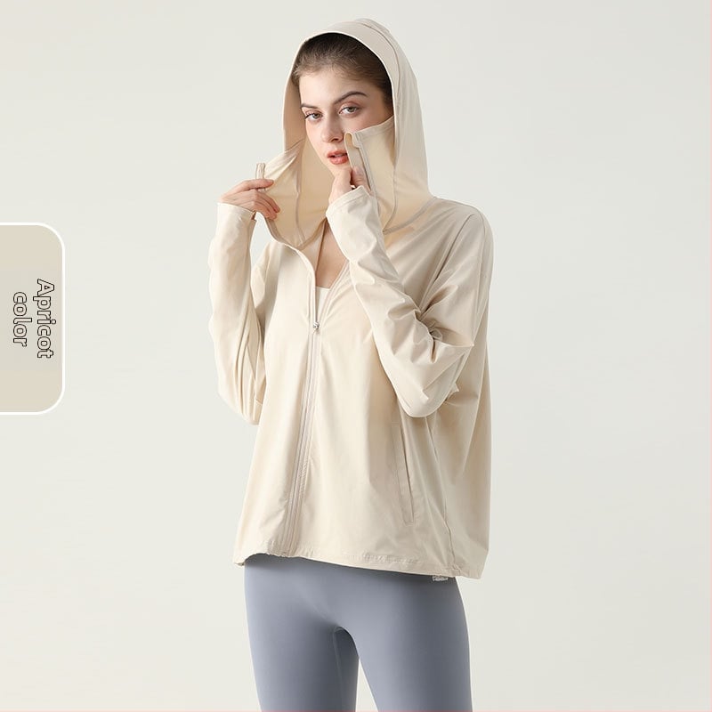 Дамска ветровка с качулка за UV защита, бързосъхнеща и дишаща, UPF50+, 75% найлон, 25% спандекс