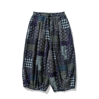 Muške cropped hlače s printom, pamukasto-pamučna smjesa (80% pamuka), ravni kroj, niska-srednja krivulja, ljeto 2024, kineski stil