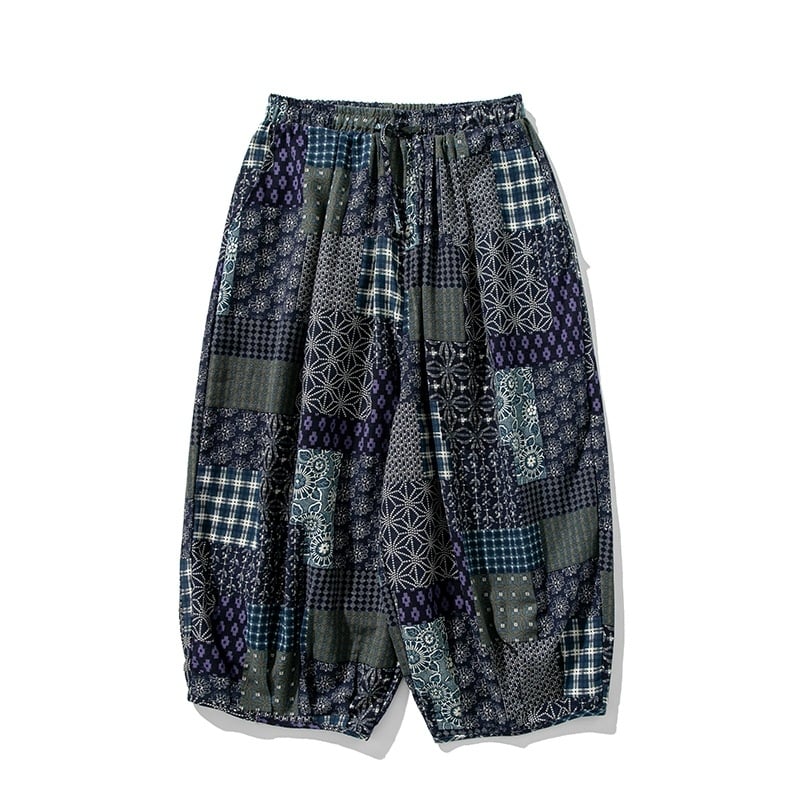 Muške cropped hlače s printom, pamukasto-pamučna smjesa (80% pamuka), ravni kroj, niska-srednja krivulja, ljeto 2024, kineski stil
