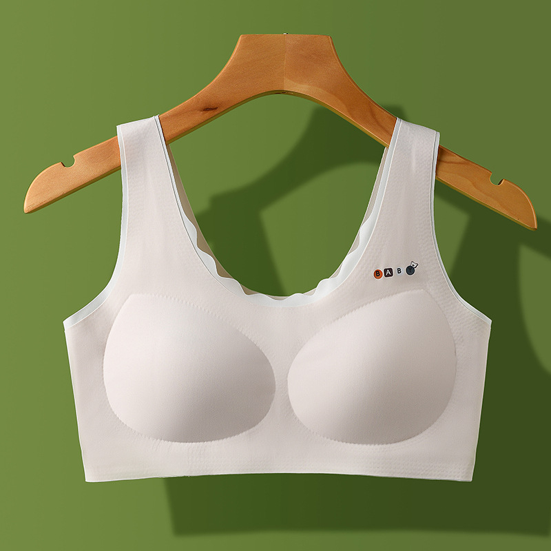 Sutien za djevojčice tinejdžerice, Ice Silk tkanina, bez žice, 3/4 košarica, fiksne dvostruke naramenice, oblikovanje leđa
