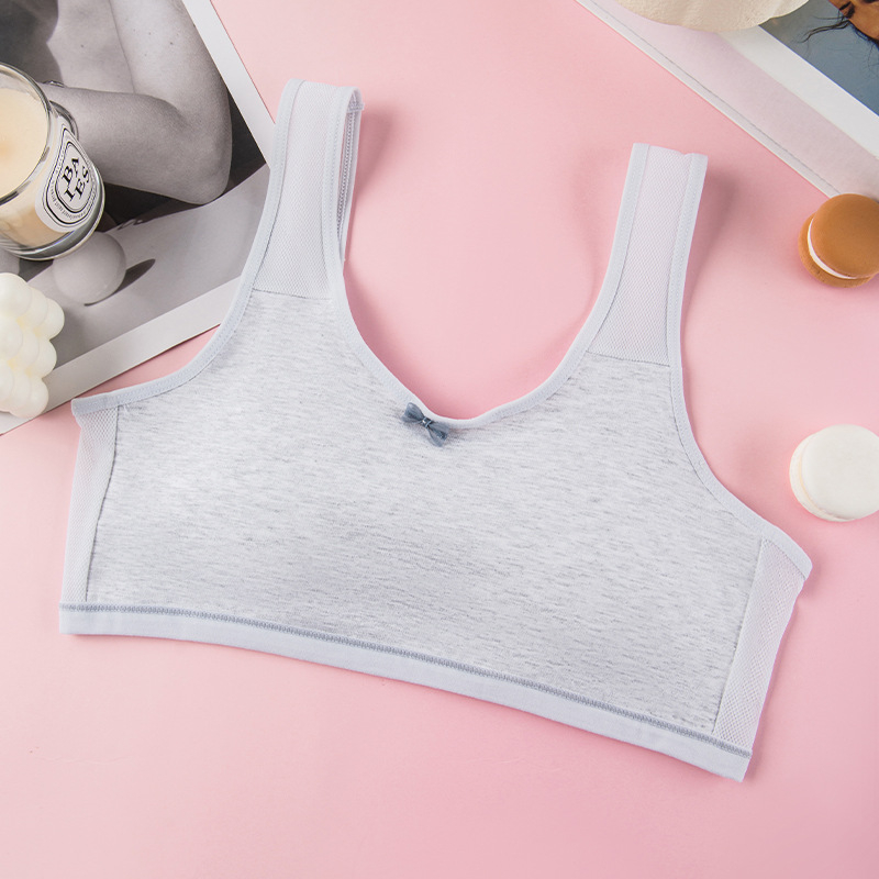 Djevojački pamuk grudnjak u vest-stilu s punim košaricama od spužve, prozračan i udoban za uzrast 12–15 godina