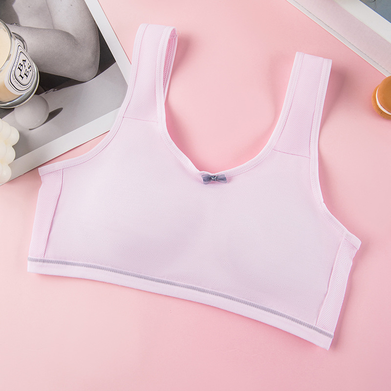 Djevojački pamuk grudnjak u vest-stilu s punim košaricama od spužve, prozračan i udoban za uzrast 12–15 godina