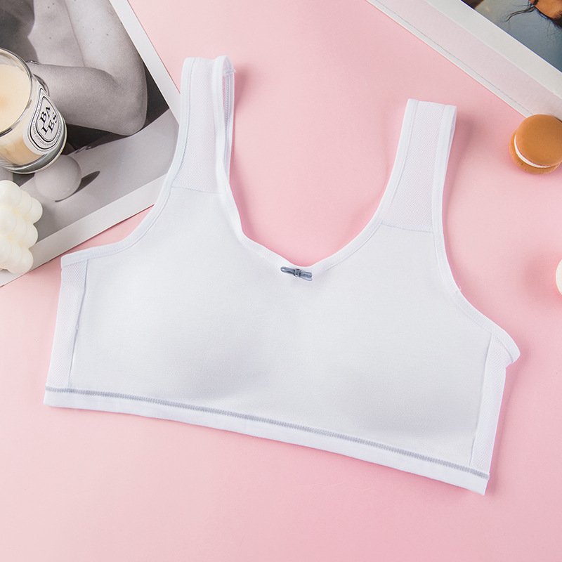 Djevojački pamuk grudnjak u vest-stilu s punim košaricama od spužve, prozračan i udoban za uzrast 12–15 godina