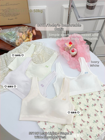 Dvojfázová športová podprsenka pre dievčatá v puberte – školské nosenie, tlmenie nárazov, viskóza 74,3%