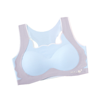 Dječji sportski grudnjak u stilu majice bez rukava – prozračna ice silk tkanina, nylon 70–80%, puni košarica, latexovi kalupi, fiksne dvostruke naramenice