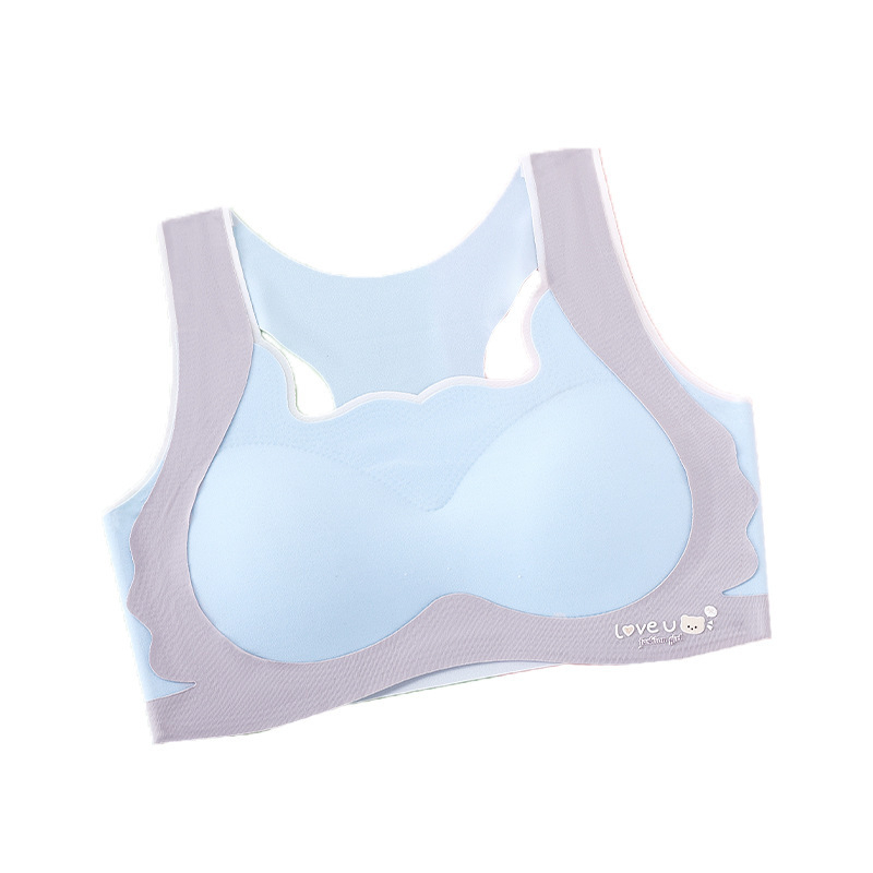 Dječji sportski grudnjak u stilu majice bez rukava – prozračna ice silk tkanina, nylon 70–80%, puni košarica, latexovi kalupi, fiksne dvostruke naramenice