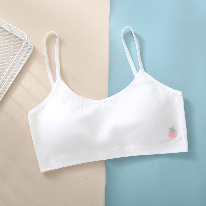 Donje rublje za djevojčice u razvoju s fiksnim čašicama, trokutasti oblik čašice, tanak kalup, glavna tkanina najlon, podstava od najlona, fiksirane dvostruke naramenice