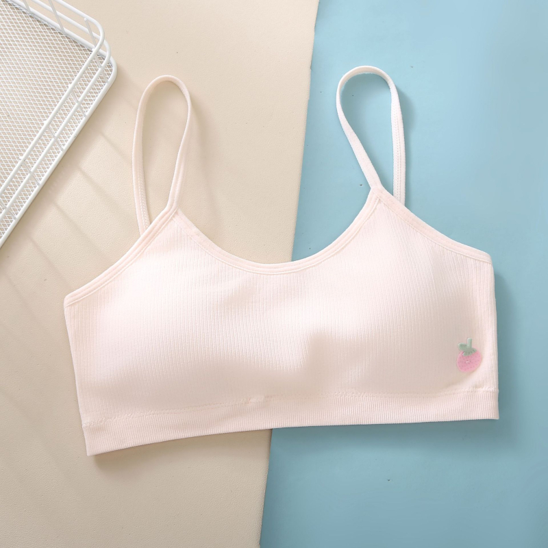 Donje rublje za djevojčice u razvoju s fiksnim čašicama, trokutasti oblik čašice, tanak kalup, glavna tkanina najlon, podstava od najlona, fiksirane dvostruke naramenice