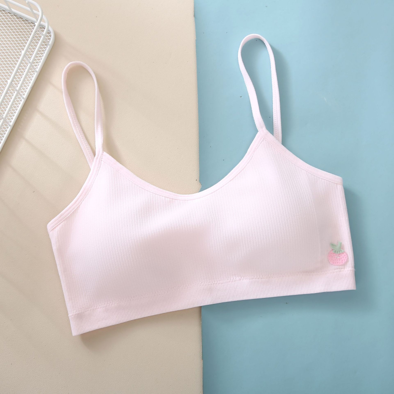 Donje rublje za djevojčice u razvoju s fiksnim čašicama, trokutasti oblik čašice, tanak kalup, glavna tkanina najlon, podstava od najlona, fiksirane dvostruke naramenice