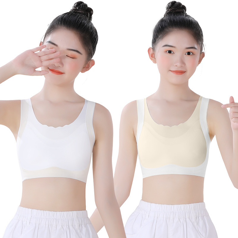 Bezšvový športový podprsenka pre dievčatá — všetky roky, všetky sezóny (Materiál: 82% nylon, 18% elastán; Vhodné pre deti nad 8 rokov a výšku nad 140 cm)