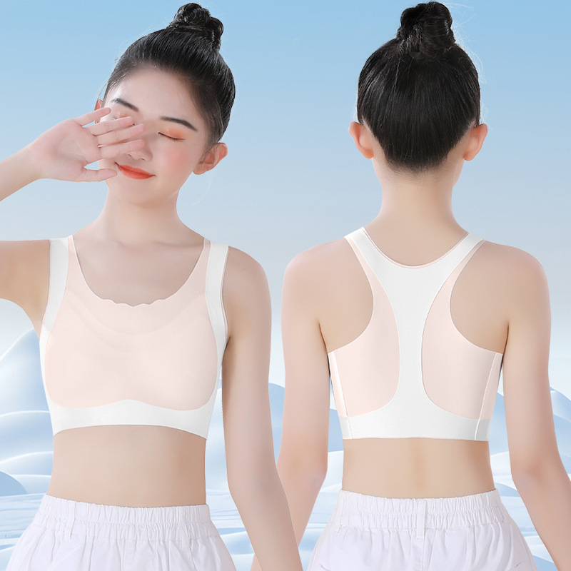 Bezšvový športový podprsenka pre dievčatá — všetky roky, všetky sezóny (Materiál: 82% nylon, 18% elastán; Vhodné pre deti nad 8 rokov a výšku nad 140 cm)