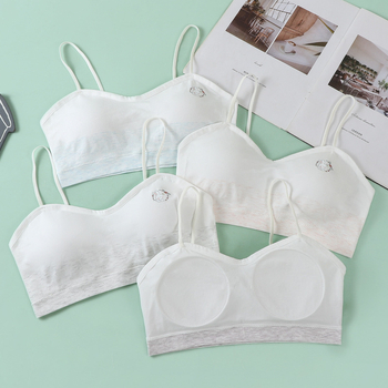 Dječja bešavna grudnjica za djevojčice s punim košaricama i srednje oblikovanim košaricama, najlon tkanina, podstava najlon, fiksni dvostruki naramenici, prozračna, oblikovanje leđa, udobna