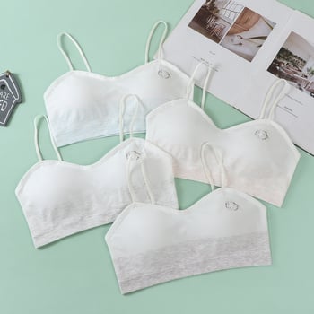 Dječja bešavna grudnjica za djevojčice s punim košaricama i srednje oblikovanim košaricama, najlon tkanina, podstava najlon, fiksni dvostruki naramenici, prozračna, oblikovanje leđa, udobna
