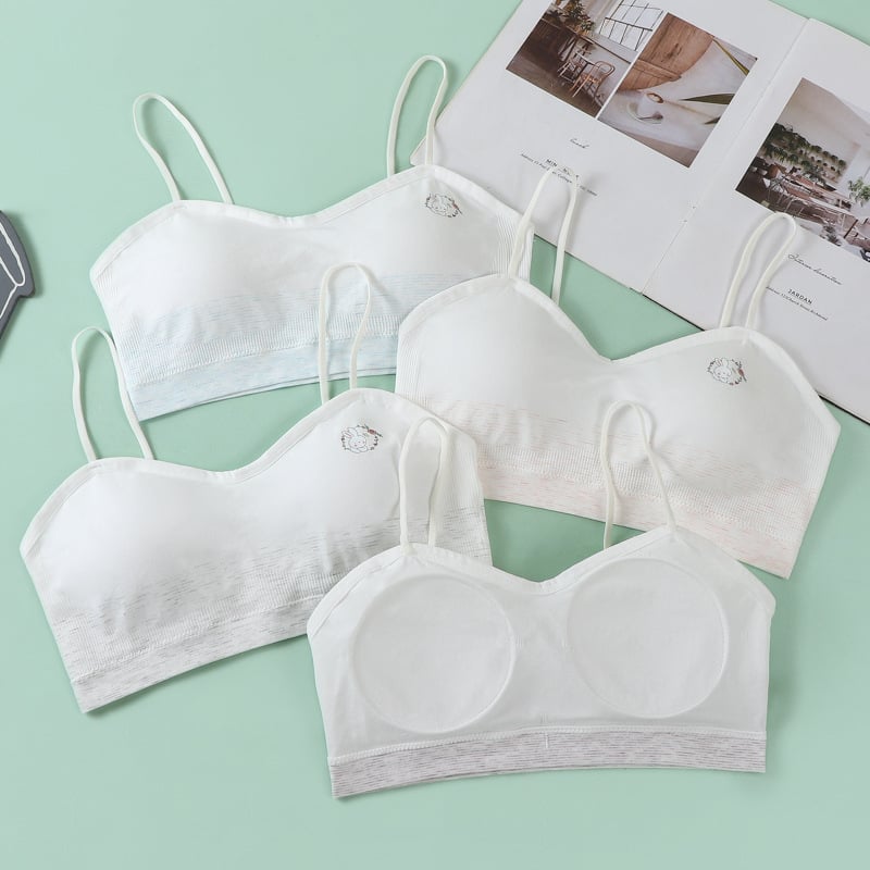 Dječja bešavna grudnjica za djevojčice s punim košaricama i srednje oblikovanim košaricama, najlon tkanina, podstava najlon, fiksni dvostruki naramenici, prozračna, oblikovanje leđa, udobna
