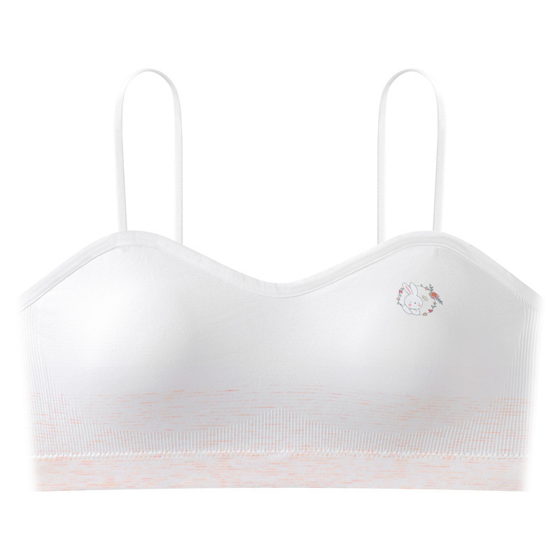 Dječja bešavna grudnjica za djevojčice s punim košaricama i srednje oblikovanim košaricama, najlon tkanina, podstava najlon, fiksni dvostruki naramenici, prozračna, oblikovanje leđa, udobna