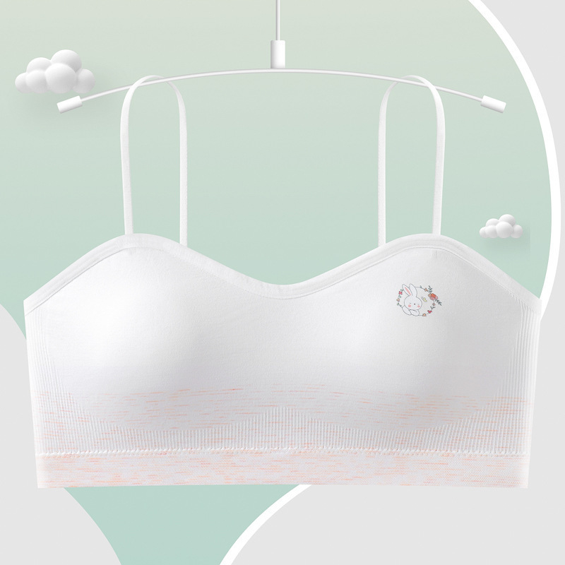 Dječja bešavna grudnjica za djevojčice s punim košaricama i srednje oblikovanim košaricama, najlon tkanina, podstava najlon, fiksni dvostruki naramenici, prozračna, oblikovanje leđa, udobna