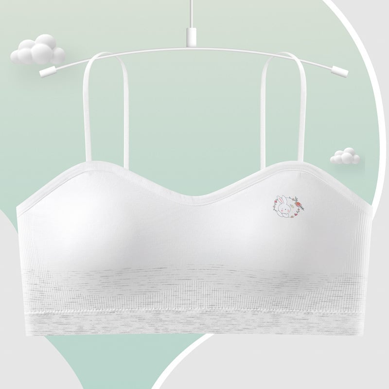 Dječja bešavna grudnjica za djevojčice s punim košaricama i srednje oblikovanim košaricama, najlon tkanina, podstava najlon, fiksni dvostruki naramenici, prozračna, oblikovanje leđa, udobna