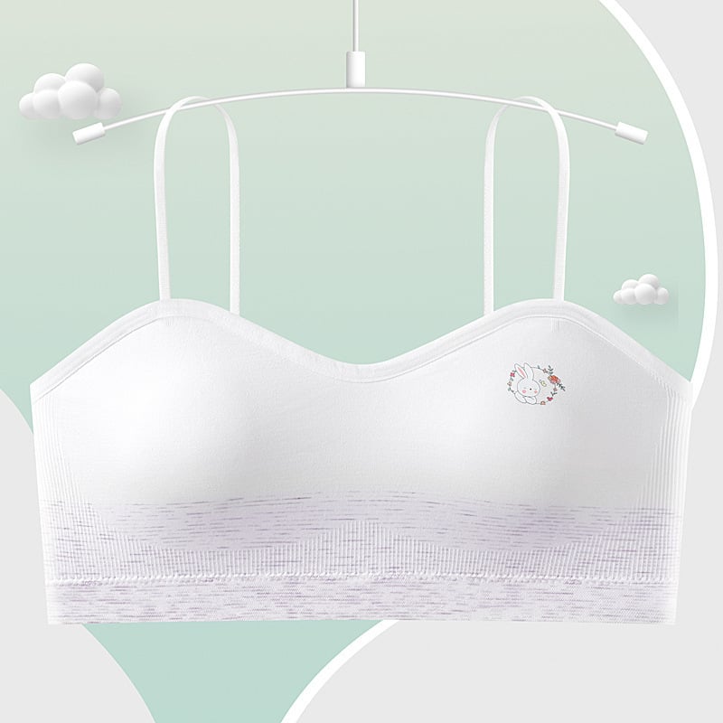 Dječja bešavna grudnjica za djevojčice s punim košaricama i srednje oblikovanim košaricama, najlon tkanina, podstava najlon, fiksni dvostruki naramenici, prozračna, oblikovanje leđa, udobna