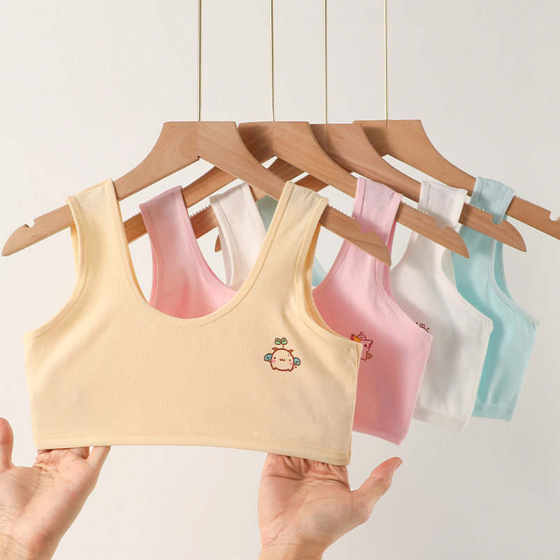 Dječja pamučna vesta, dvostruki sloj, bez oblikovane šalice, podstava 90–95% pamuka, fiksne dvostruke naramenice