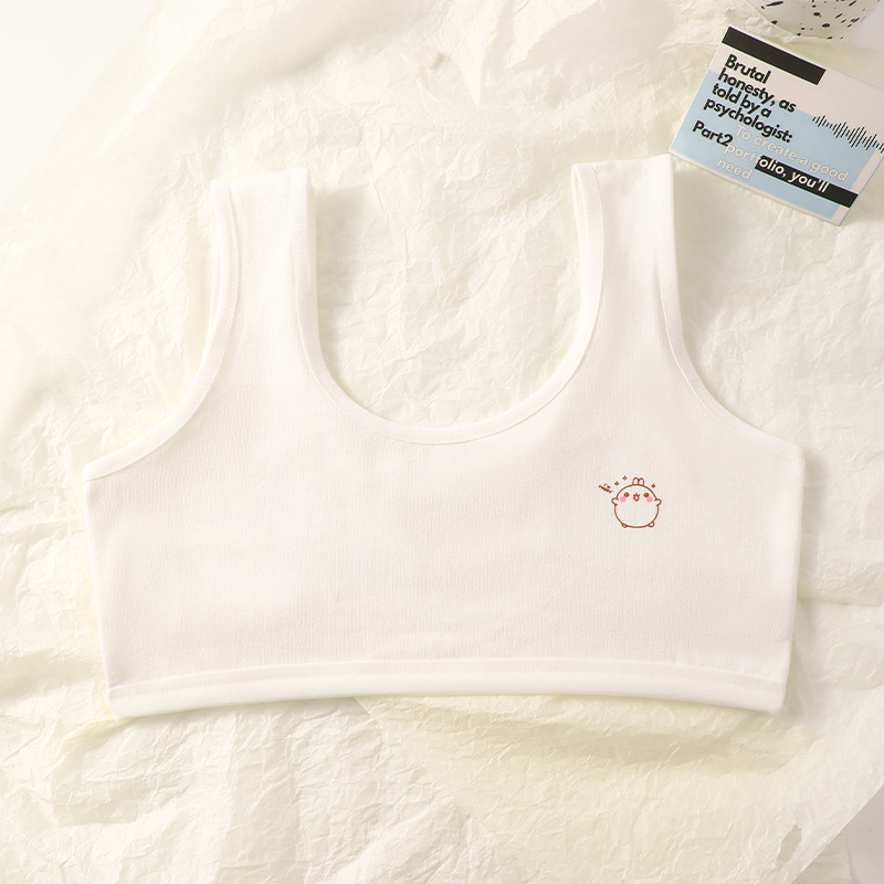 Dječja pamučna vesta, dvostruki sloj, bez oblikovane šalice, podstava 90–95% pamuka, fiksne dvostruke naramenice