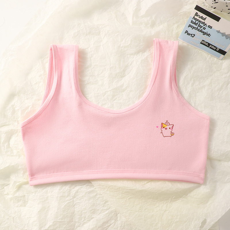 Dječja pamučna vesta, dvostruki sloj, bez oblikovane šalice, podstava 90–95% pamuka, fiksne dvostruke naramenice