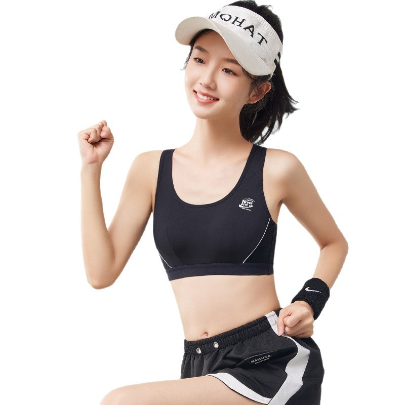 Sportska potpora za trčanje u stilu veste za dob 12–15 godina; glavni materijal 87% poliester, 13% elastan; podstava 100% pamuk; tanke oblikovane košarice; naramenice fiksne, dvostruke