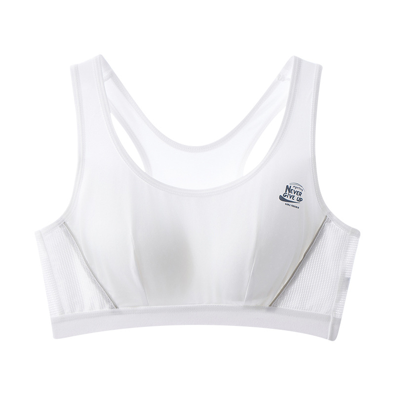 Sportska potpora za trčanje u stilu veste za dob 12–15 godina; glavni materijal 87% poliester, 13% elastan; podstava 100% pamuk; tanke oblikovane košarice; naramenice fiksne, dvostruke