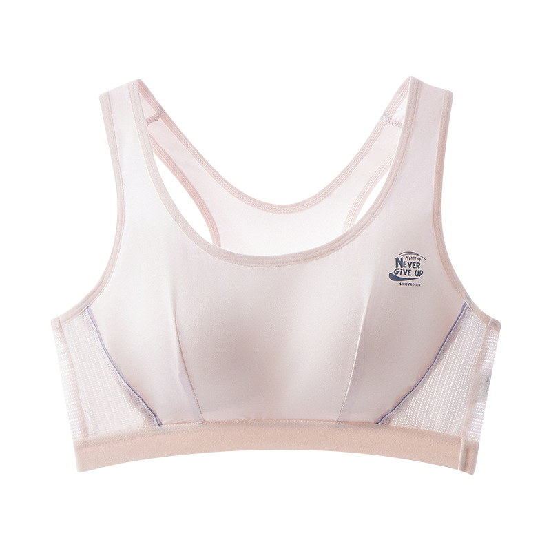 Sportska potpora za trčanje u stilu veste za dob 12–15 godina; glavni materijal 87% poliester, 13% elastan; podstava 100% pamuk; tanke oblikovane košarice; naramenice fiksne, dvostruke
